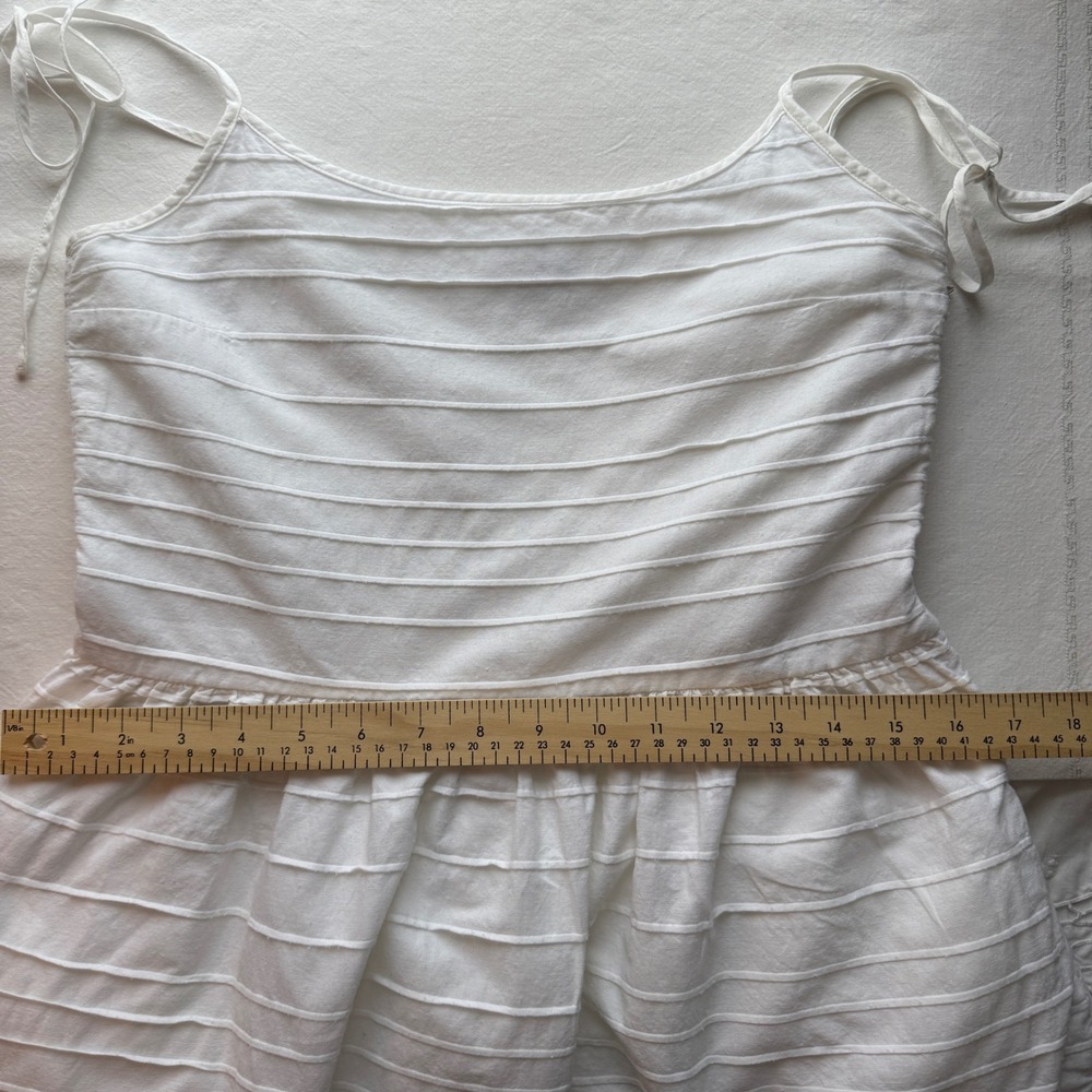 Gap Cotton Tie Strap Babydoll Mini Dress White‎ Textured Size 4 Boho Chic - Picture 7 of 12